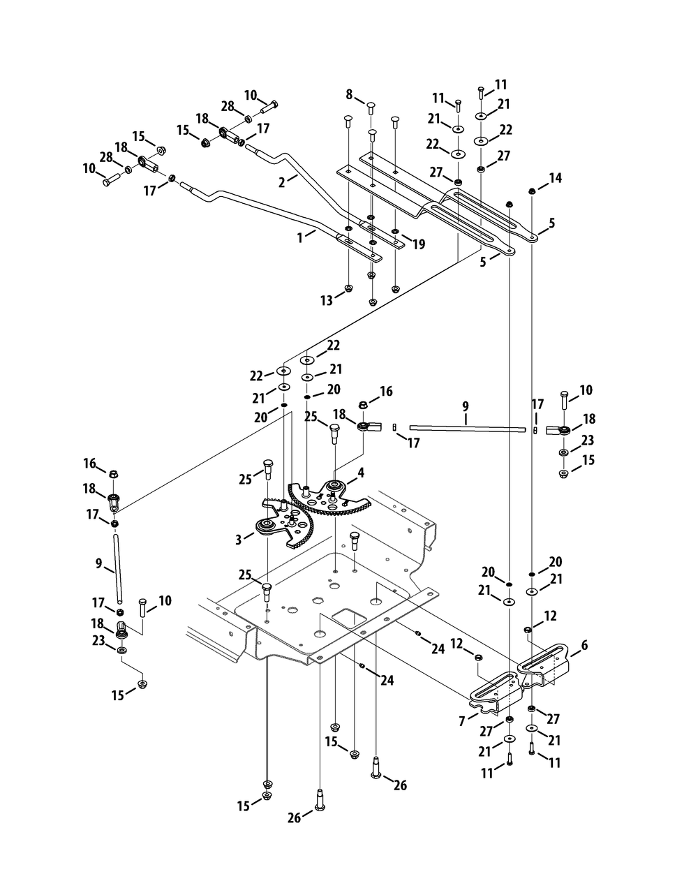Steering Linkage Diagram and Parts List for Z-FORCESZ60 (53FJD-53FJD050)(2015) Cub Cadet Lawn Tractor